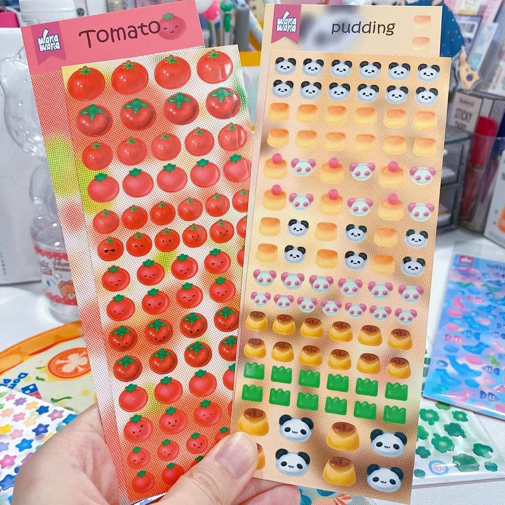 

Four-Leaf Clover Deco Stickers For Scrapbooking Cute Tomato Stickers Pudding Panda Diy Phone Laptop Decal Sticker