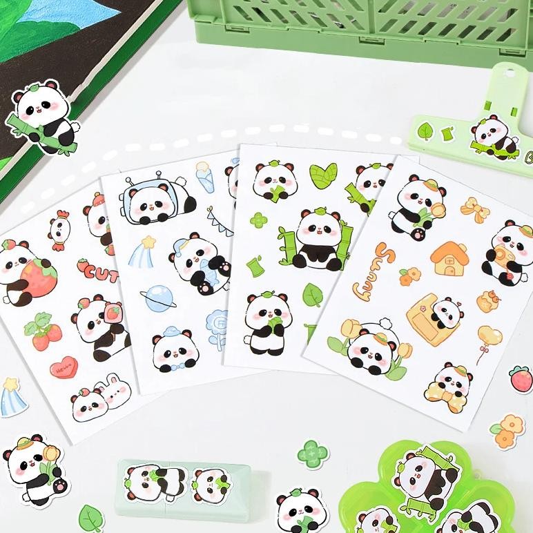 

20Pcs Cartoon Cute Waterproof Panda Water Cup Stickers Transparent Creative Diary Stickers Diy Decoration Stickers Gifts