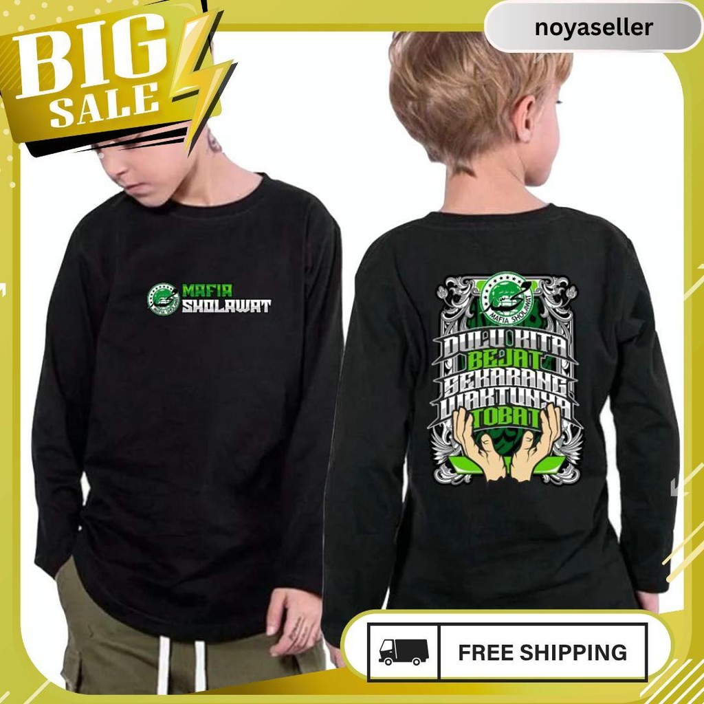 Baju Kaos Anak Lengan Panjang Mafia Sholawat Tobat Katun Distro Meledak
