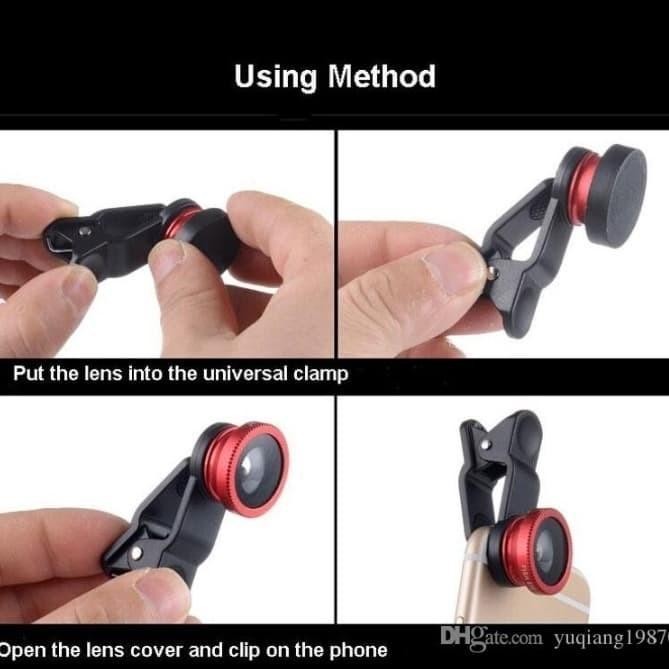 Clip Lens | Fisheye macro wide angle lensa hp handphone 3in1 UNIVERSAL