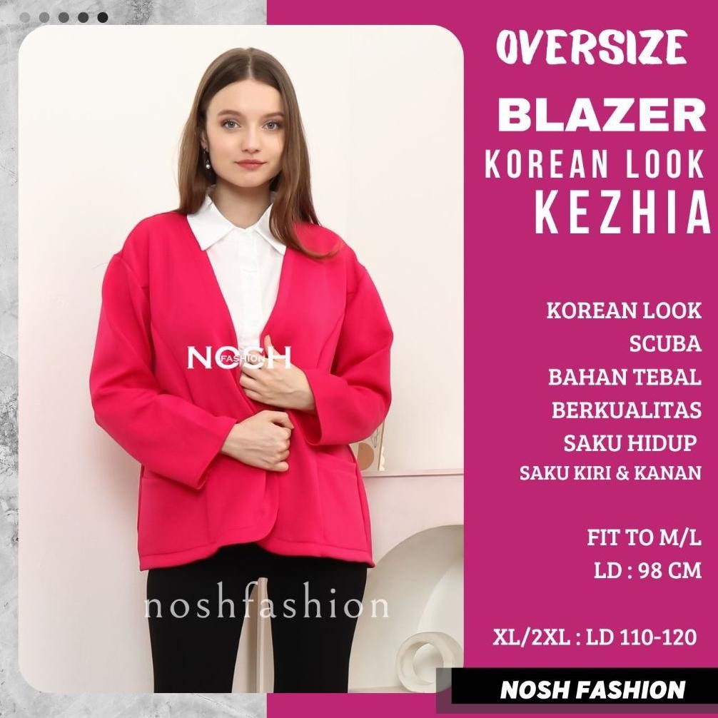 Blazer Kerja Wanita Lengan Panjang Aya Korea - Nosh Blazer Scuba Oversize