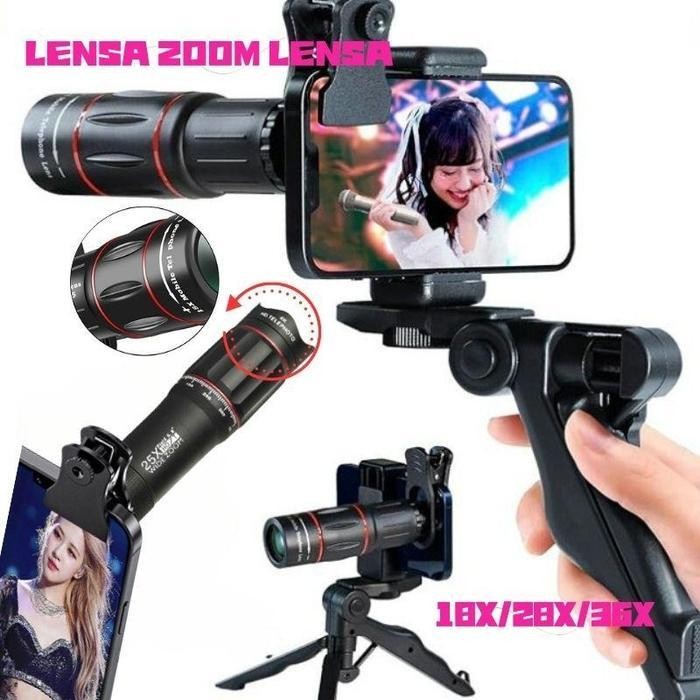 COD Apexel 18x25 Zoom Telezoom Apexel 28x Zoom Lensa Zoom Hp Lensa Tele Apexel Dengan Tripod 18X Han