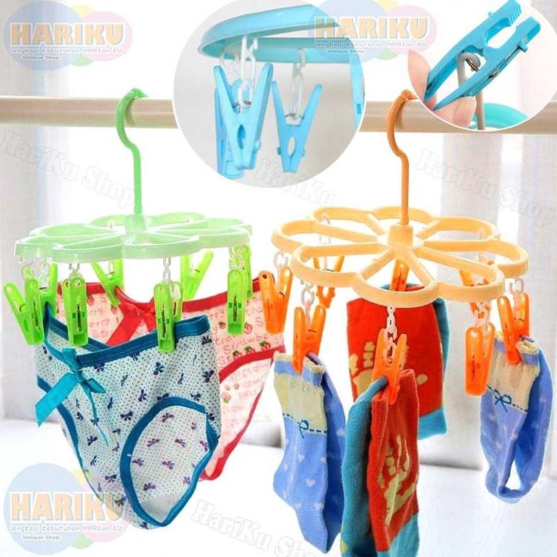 Gantungan Hanger Jepitan Jemuran Baju Bayi Kaos Kaki CD isi 8 Penjepit