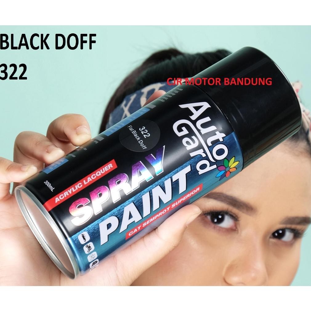 CAT SEMPROT Warna Hitam Black Doff 322 AUTO GARD 300mL Spray Paint Dof cat body velg motor mobil hel