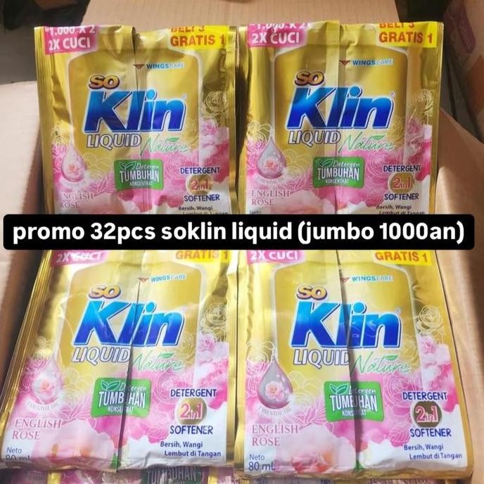 

32 sachet Soklin liquid 1000an (kemasan jumbo dapat 4rtg isi 32sachet)