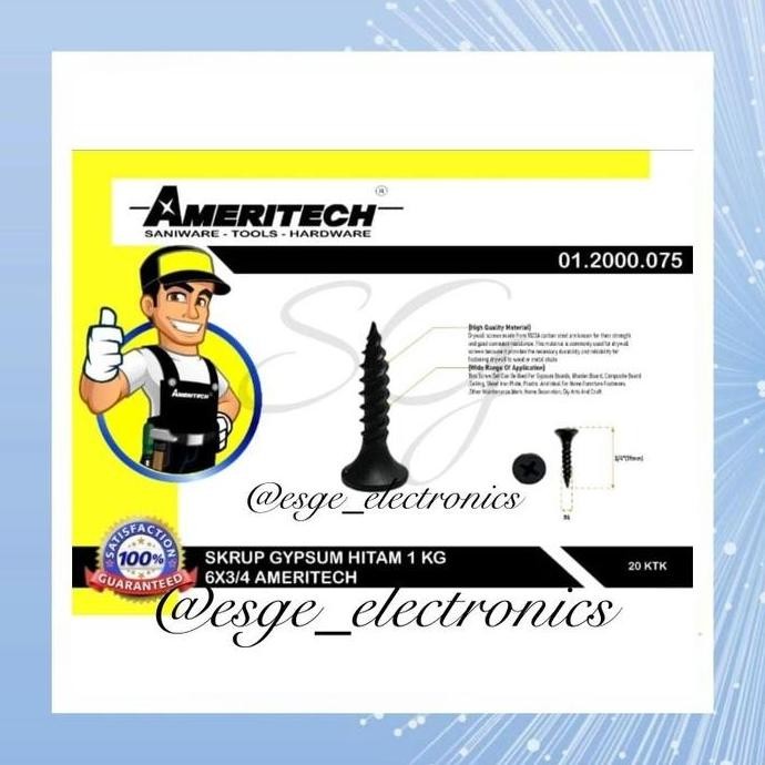 langsung order saja] ORIGINAL SKRUP GYPSUM HITAM AMERITECH FULL 1 KG SCRUP GYPSUM SKRUP GIPSUM SEKRU