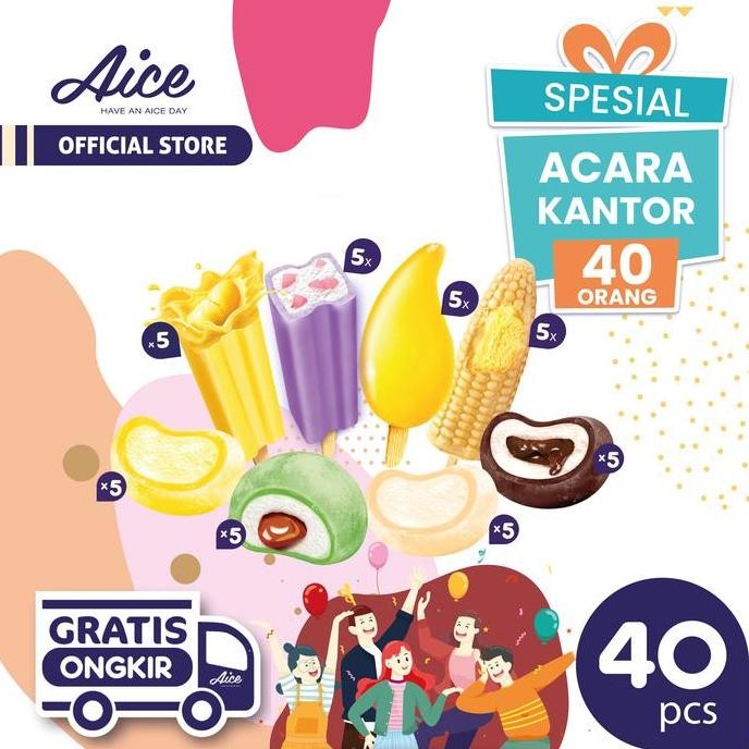 

Aice Ice Cream Paket Special Acara Kantor Es Krim Eskrim 40 pcs