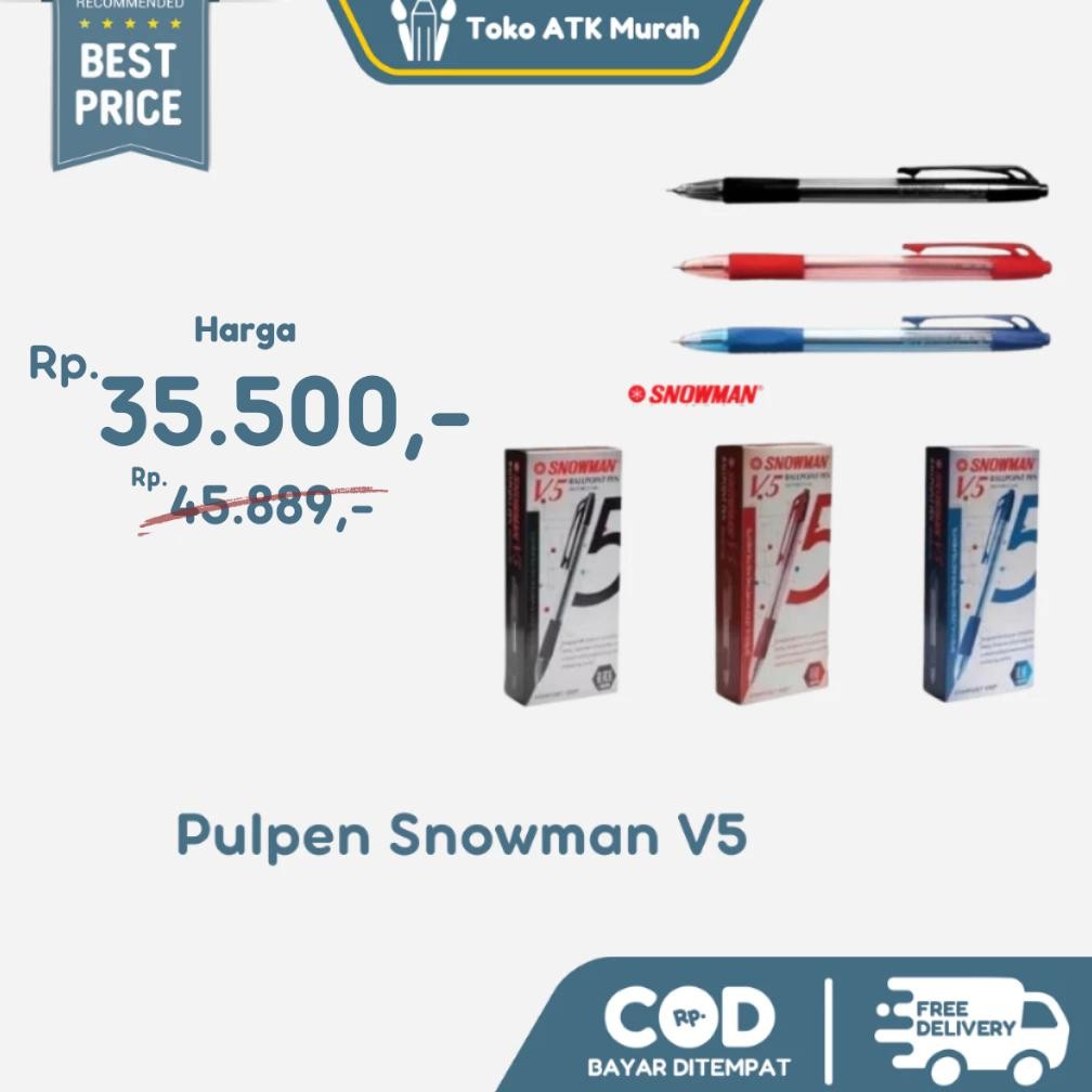 

Ballpoint / Pulpen Snowman V5 1 Pak / 12 pcs DiM