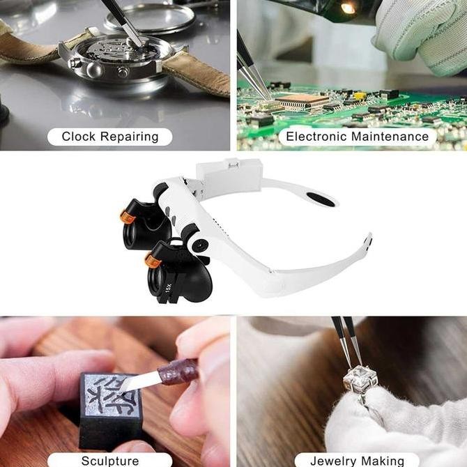 

Sale Zeast Kaca Pembesar Kacamata Reparasi Jam Lup With 2 Led 7 Lens 15X - Z-12