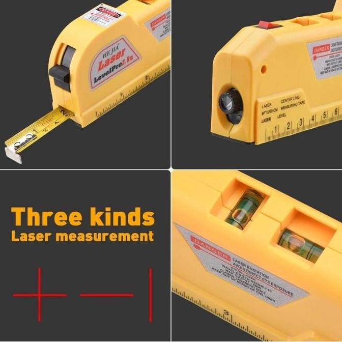 

Sale Alliance Meteran Laser Level 4 In 1 Crossline Waterpass Ruler Tape Measure 2.5M / Laser Level Pro 3