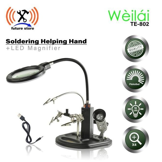 

Sale Weilai Te-802 Alat Pegangan Solder Helping Hand Kaca Pembesar Original