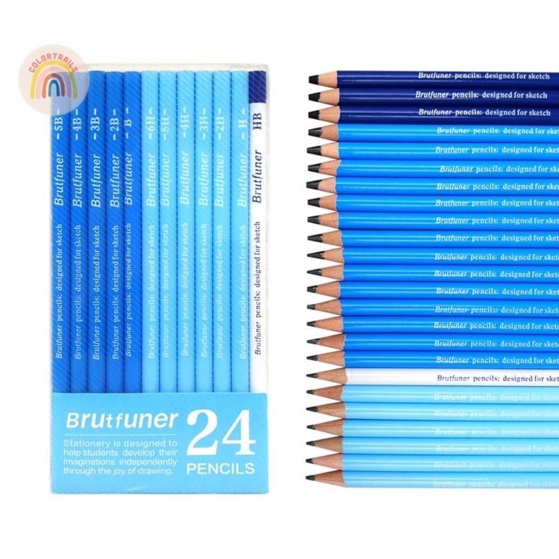 

Brutfuner Sketching Pencil Set 24pcs Drawing Pensil Graphite Gambar Sketsa DiM
