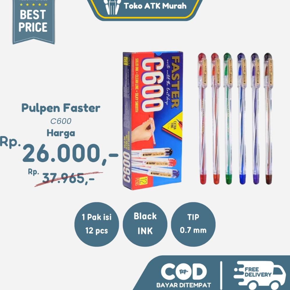 

Pulpen Faster C600 Extra Fine Tip - 1 Pack/ 12 pcs DiM