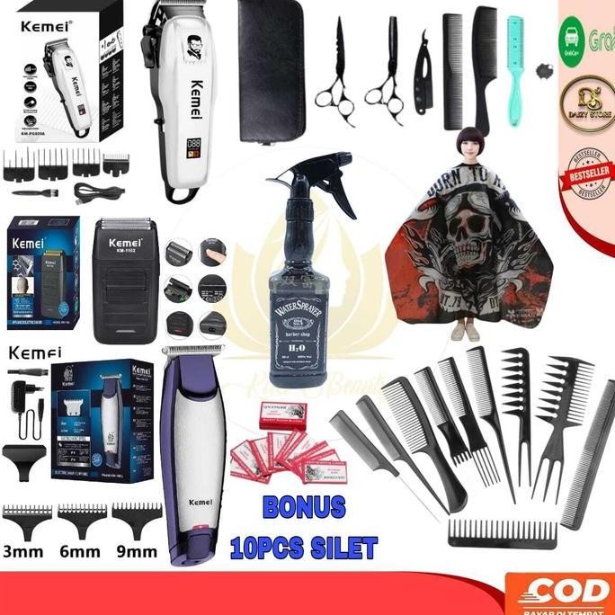 MESIN CUKUR ELEKTRIK PAKETAN GUNTING CUKUR BARBERSHOP Sisir