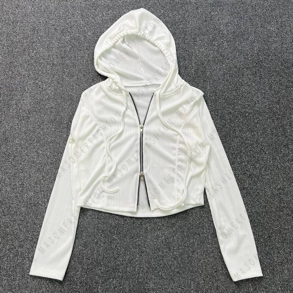 Netty Hoodie Zipper Crop Top Long Sleeve