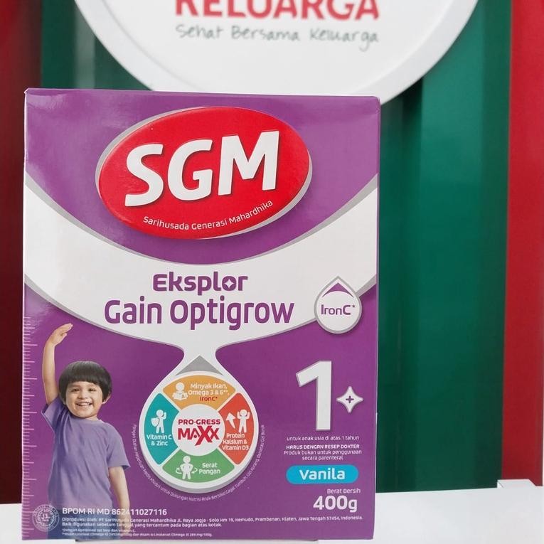 Sgm Eksplor Gain Optigrow 1 Susu Bubuk Rasa Vanila 400G #Susu Tinggi Terlaris Best Quality 100% Orig