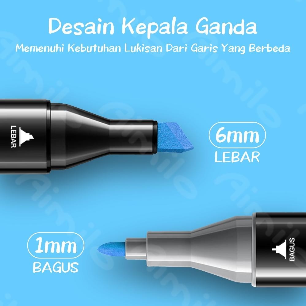 

[READY] Aimilo Spidol Warna Warni 1 Set Sketch Marker 2 Tip Touch Marker 48/60/80 Warna