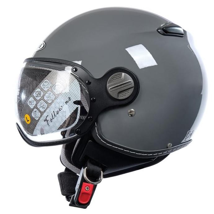 New Zeus 210K Grey Retro Single Visor Helmet
