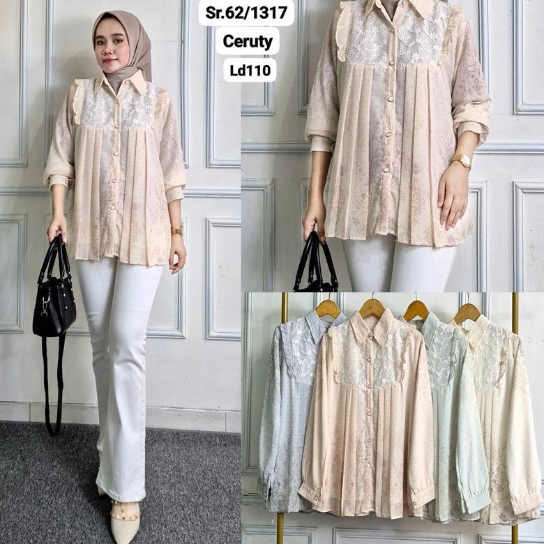 Atasan Ceruty | Atasan Ceruty Formal Atasan Motif Bungga terlaris