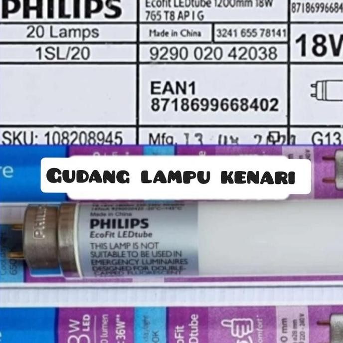 Lampu Tl T8 Ecofit Philips 18W 120Cm Putih 6500K Tl T8 Philips 18W
