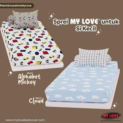 Sprei single 120x200x30 my love motif dewasa | karakter | unisex