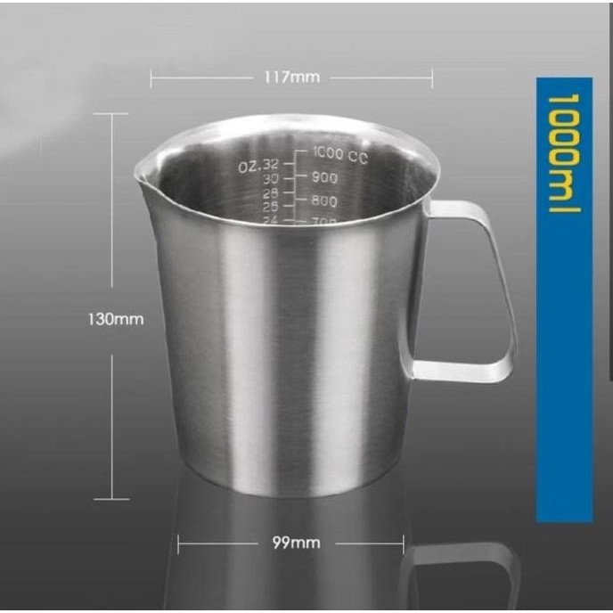 Measuring Jug Milk Cup 1000ml / Gelas Takar Ukur 1L Stainless Steel 304 [terbaik]
