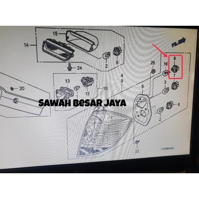 Soket Socket Fitting T20 Bohlam Lampu Rem Belakang Stop Lamp Honda Jazz S Rs Ge8 2008 2009 2010 2011
