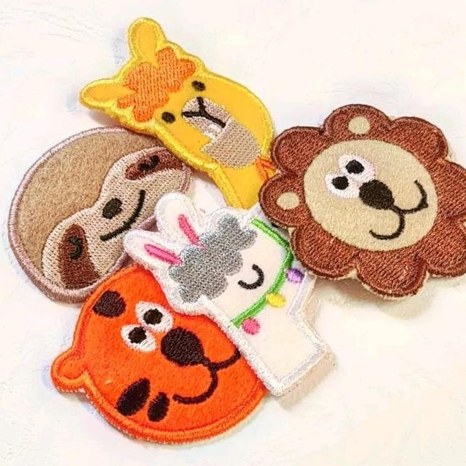 

,,,,,,,] patch head animal, giraffe, lion, tiger, illama, sloth