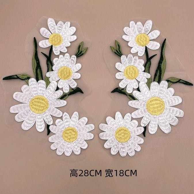 

{{{{}}] bordir sepasang bunga matahari, sun flower, jasmine