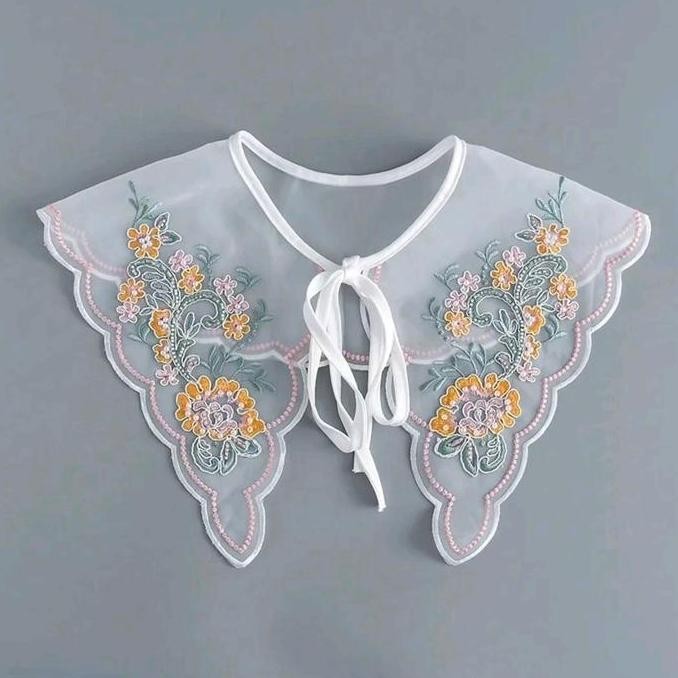 

```````] kerah instan bordir payet mutiara, fake collar, korean style lebar