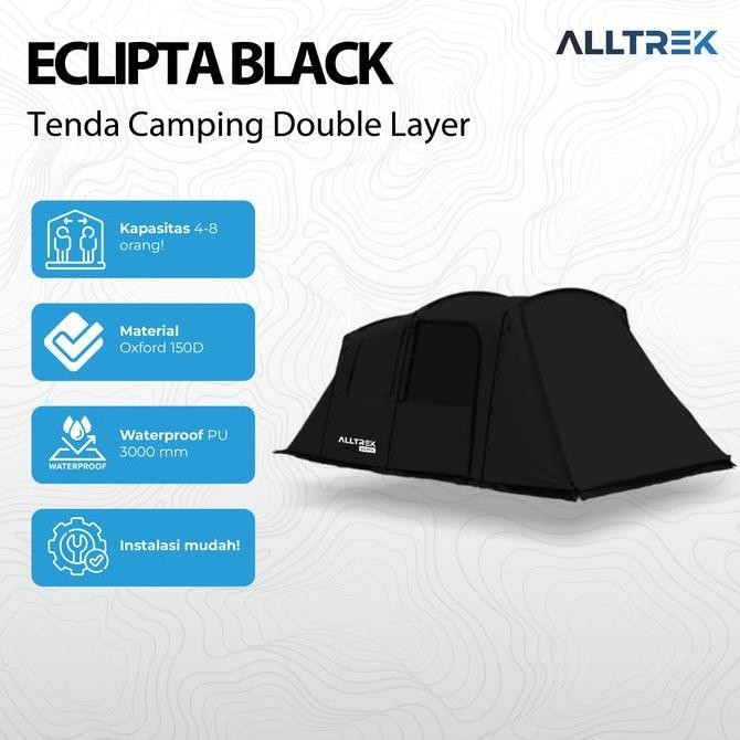 Alltrek Tenda Camping Eclipta Black 4P Double Layer Waterproof Tent