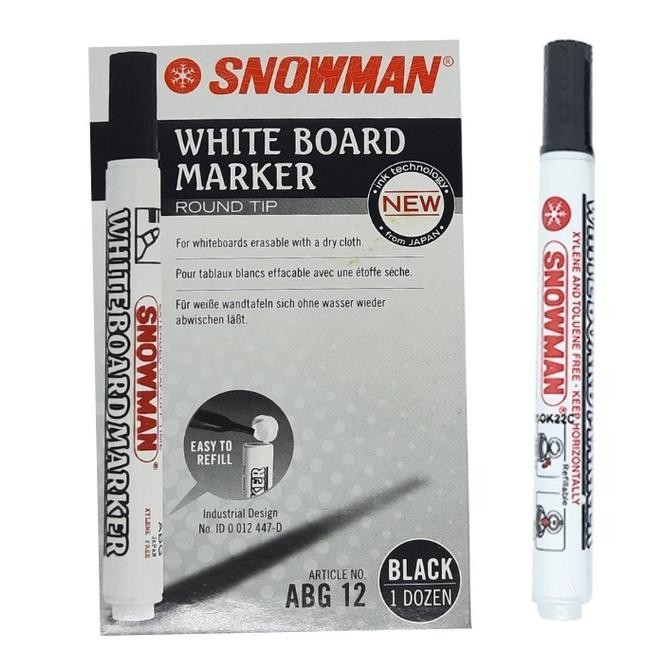 

Spidol Snowman Whiteboard Abg-12 Hitam (Pcs)