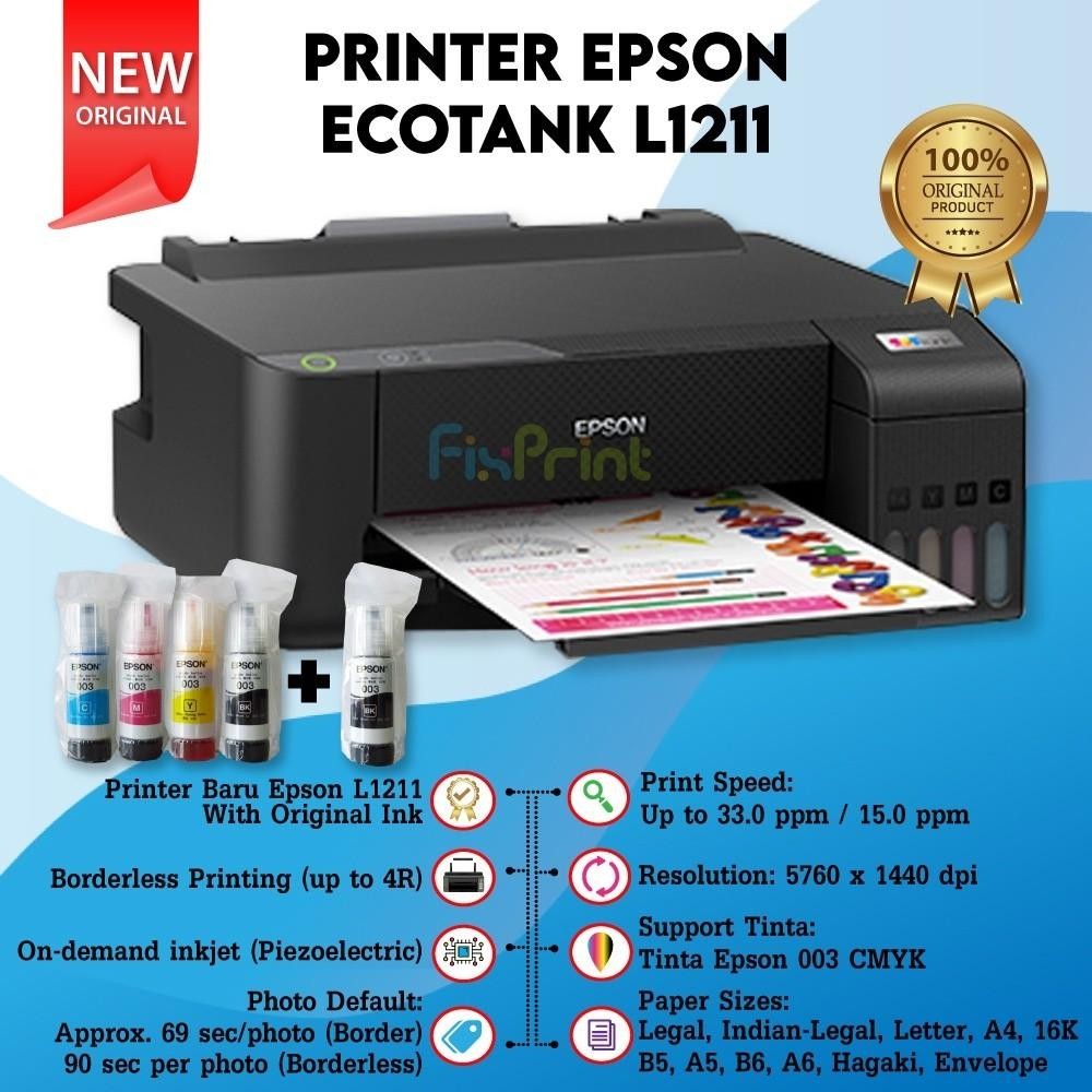 Printer Epson Ecotank L1211 L 1211 New Pengganti Inktank Epson L1110 New Best Quality 100% Original