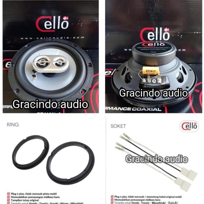 ready  Speaker Coaxial 3way Cello + Ring + Kabel Soket PNP Suzuki Ertiga