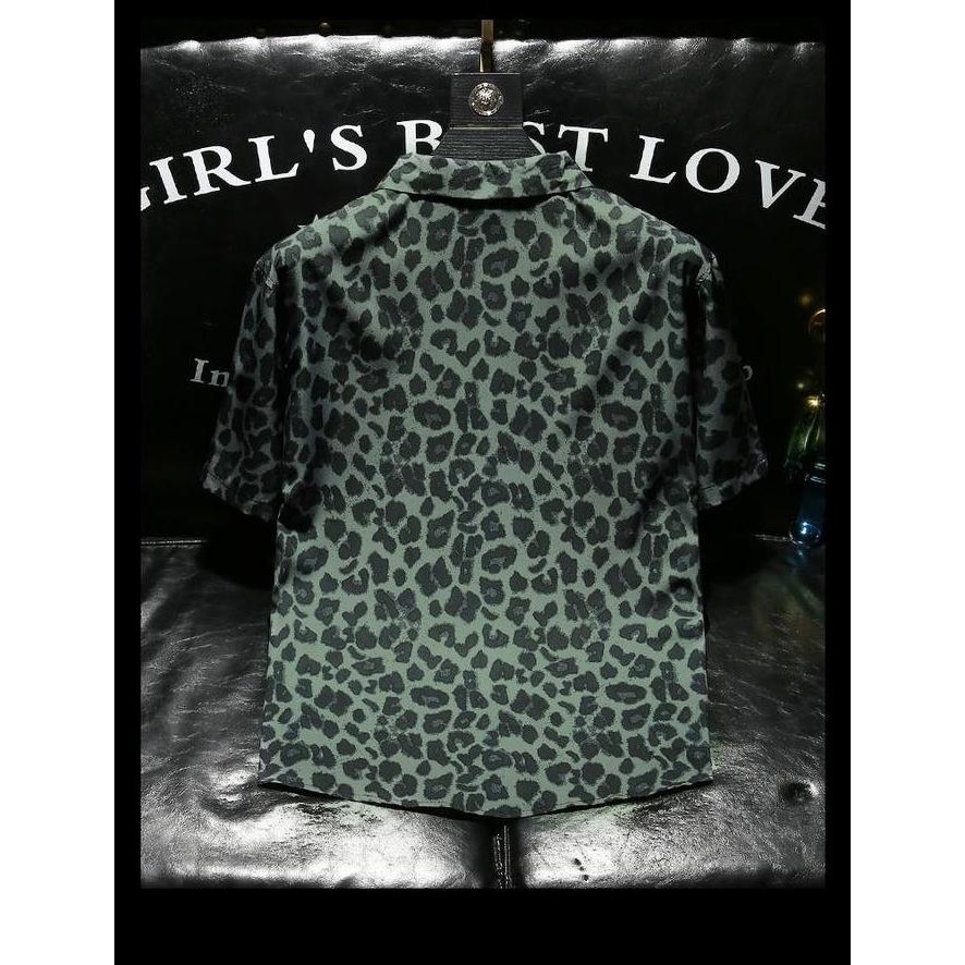 BARU kemeja pria shirt leopard  / kemeja pria lengan pendek / kemeja leopard pria / kemeja hawai pri