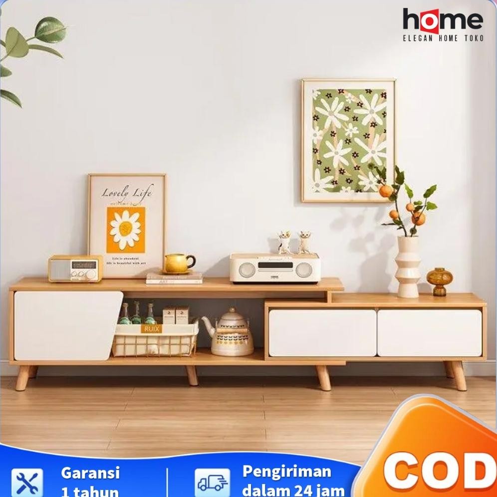 Lemari TV Nordik Modern Sederhana Apartemen Kecil Kamar Tidur Ruang Tamu Rumah Kaki Kayu Solid Lemar