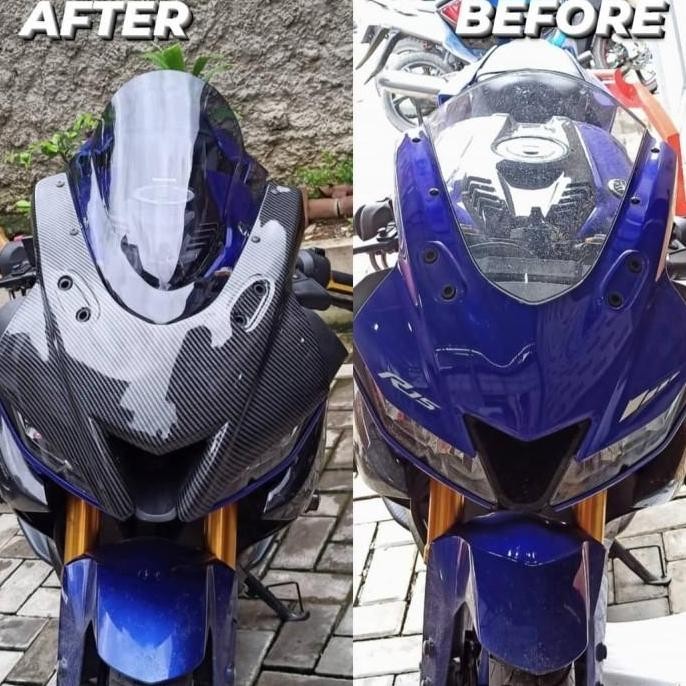 Cover Kedok Topeng Headlamp Sipit R6 Carbon Kevlar Yamaha R15 V3 MURAH
