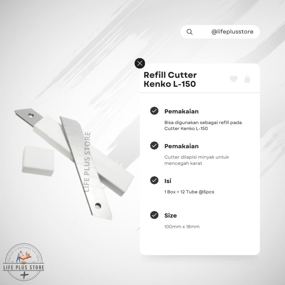 

ISI CUTTER KENKO L 150 ISI PISAU CUTER L150 RILL KATER BESAR Box Sekotak