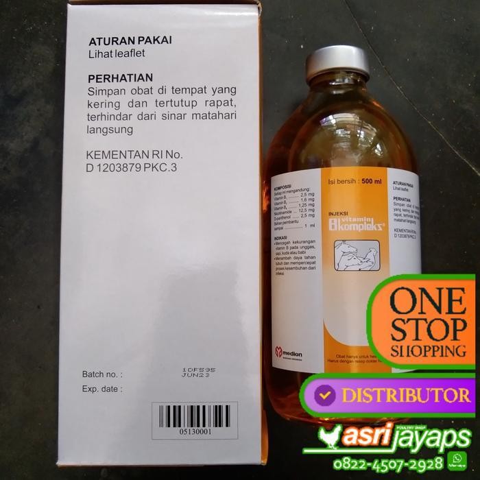 Obat Vitamin Hewan Bkompleks/B-Kompleks Suntik/Inject 500 Ml Medion