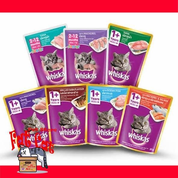 Whiskas 1+ Makanan Kucing Basah Pouch 80Gr 1 Dus