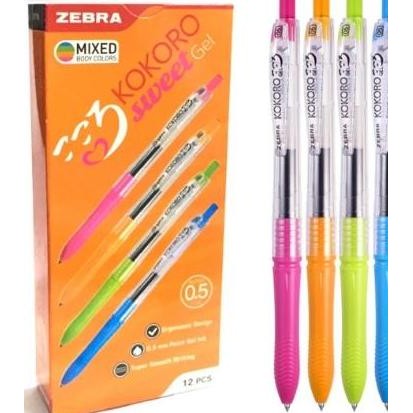 

8 Pcs Pulpen Bolpoint Zebra Kokoro Sweet Hitam Gel 0.5Mm - Tinta Co