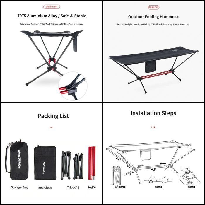 Folding Bed Folding Hammock Naturehike Nh20Jj011 Velbed Camping Tni Original Dan Terpercaya