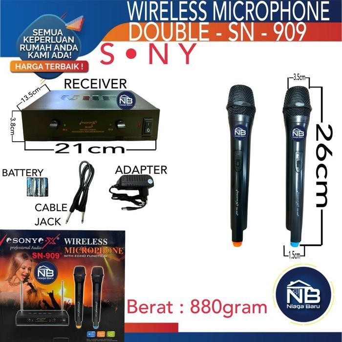 Sony Sn-909 Mic Double Wireless-Microphone-Microphone Tanpa Kabel Top Original Dan Terpercaya