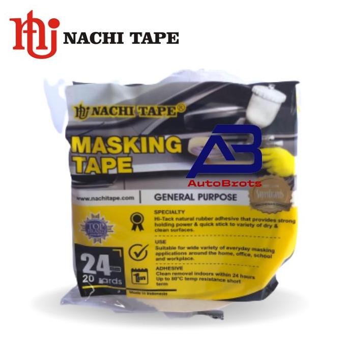 

New Product - 1 Dus/96Roll Nachi Masking Tape Isolasi Kertas 1 Inch (24Mm) X 20Yard Kiarastoreku