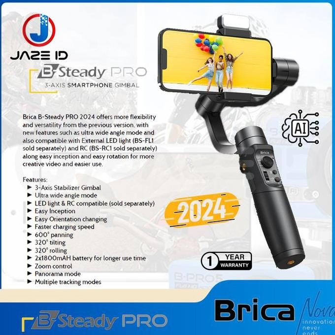 Brica B Steady Pro 3 Axis Holder Smartphone Hp Gimbal Co