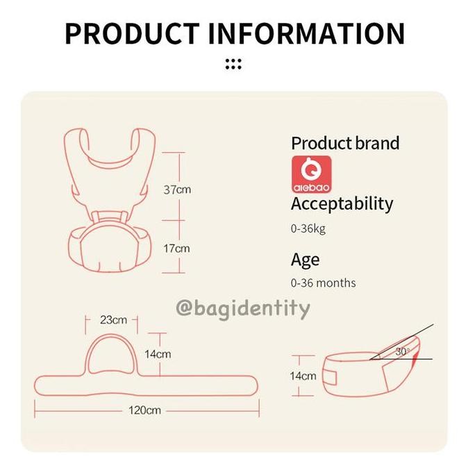New Product - Gendongan Bayi Baby Carrier Hipseat Aiebao A6604 Breathable Import Toko Maulida_