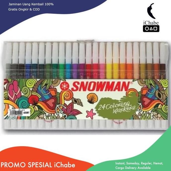 

[Bisa Cod] Aa Spidol Kecil Snowman Marker Pw-24A Set Isi 24 Warna / Spidol Warna Tulis Papan Stationery Co