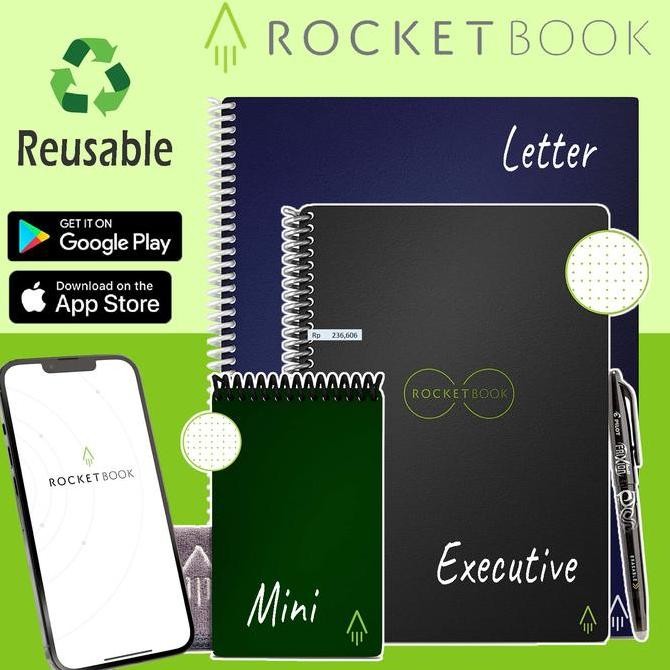 

Rocketbook Core Smart Reusable Notebook, Dapat Ditulis Berulang-Ulang Co