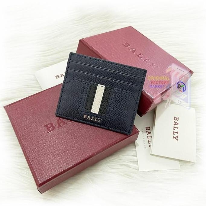 Dompet Bally Card Holder Thar Mens Case Black Navy Original Co