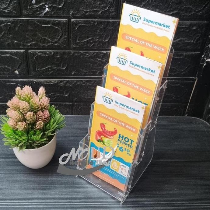 

Salin Tempat Brosur Akrilik / Display Brosur Acrylic / Rak Brosur Uk. 1/3 A4 Lipat Tiga 3 Susun Knock Down Co